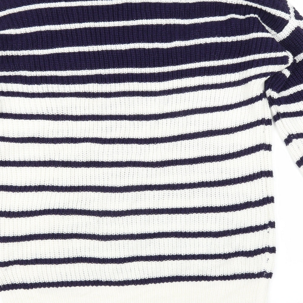 Studio Womens Blue Striped  Pullover Jumper Size 8