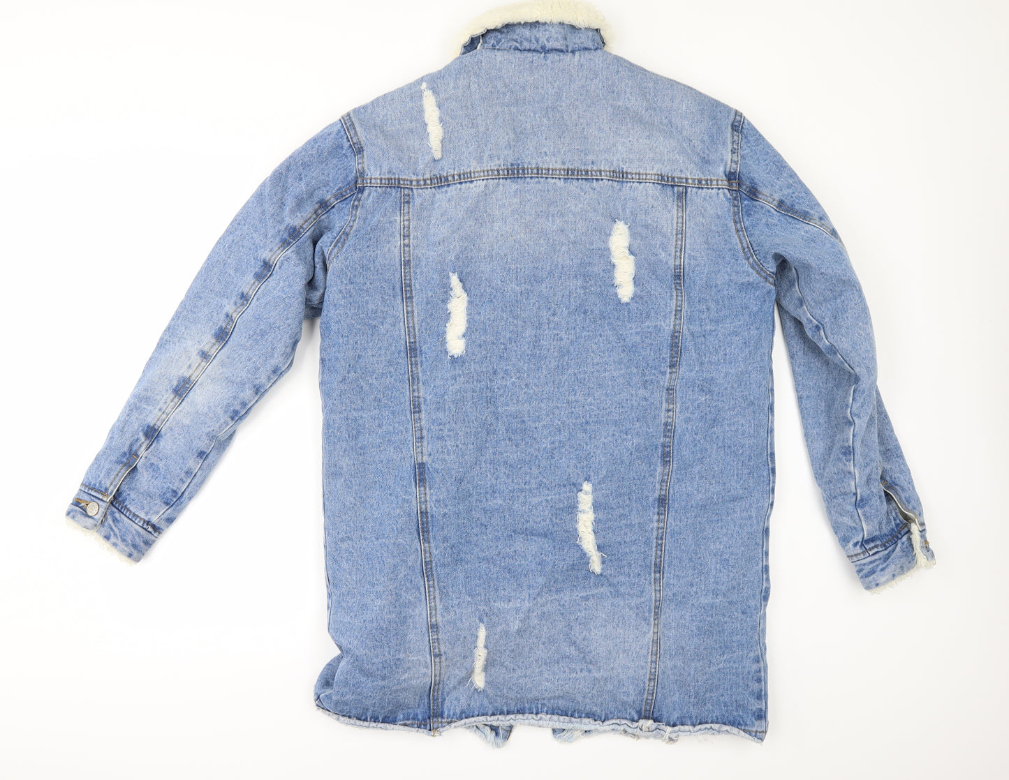 Denim & Co. Womens Blue  Denim Jacket  Size 10  - DISTRESSED