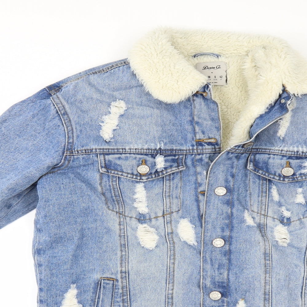 Denim & Co. Womens Blue  Denim Jacket  Size 10  - DISTRESSED