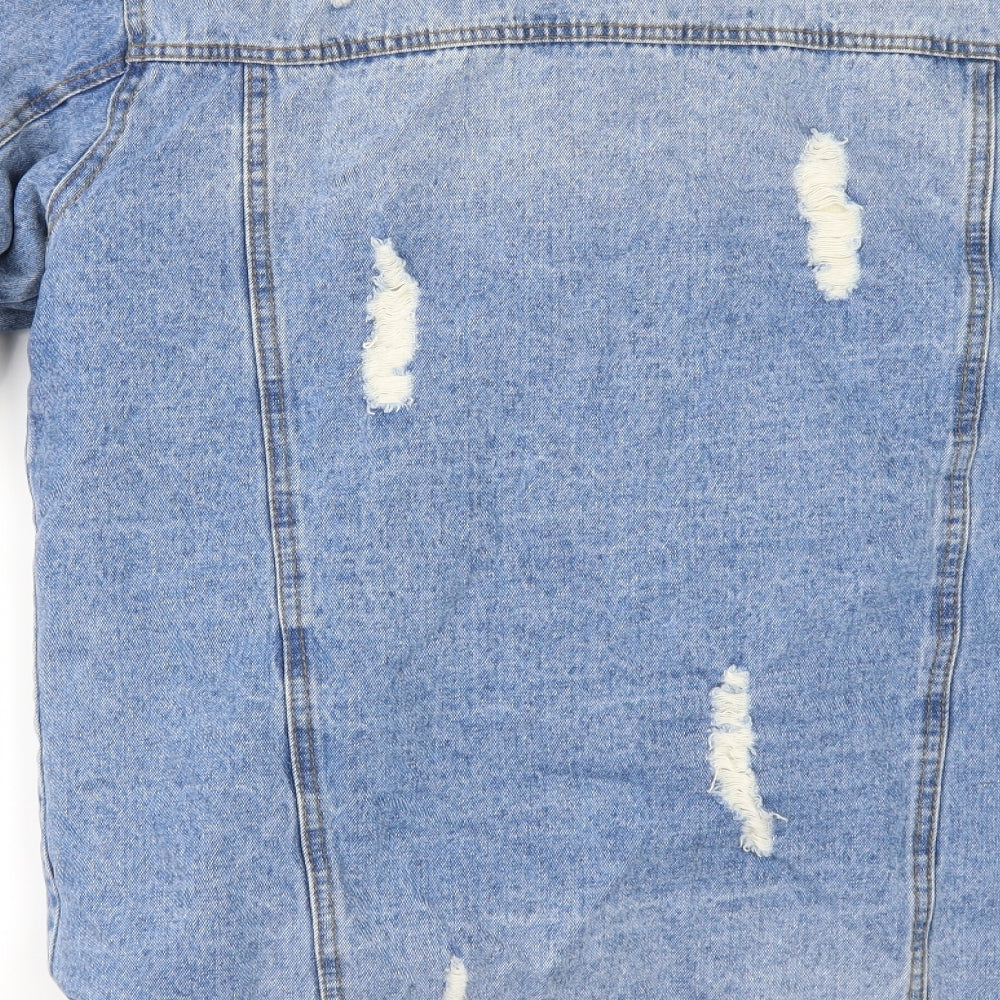 Denim & Co. Womens Blue  Denim Jacket  Size 10  - DISTRESSED