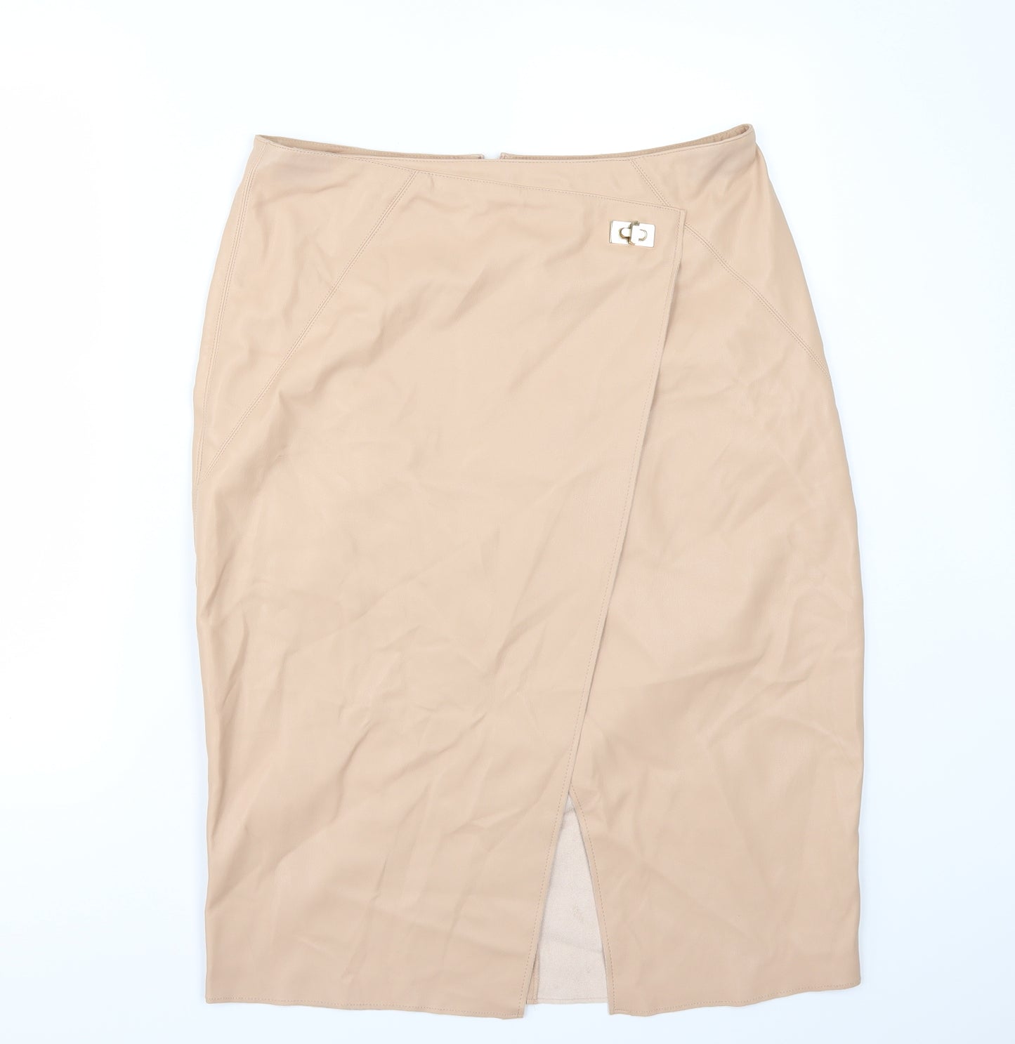 River Island Womens Pink   A-Line Skirt Size 14  - leather look