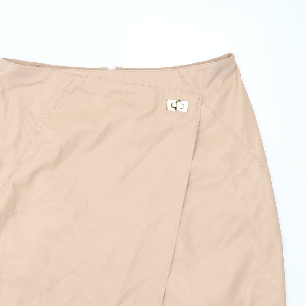 River Island Womens Pink   A-Line Skirt Size 14  - leather look