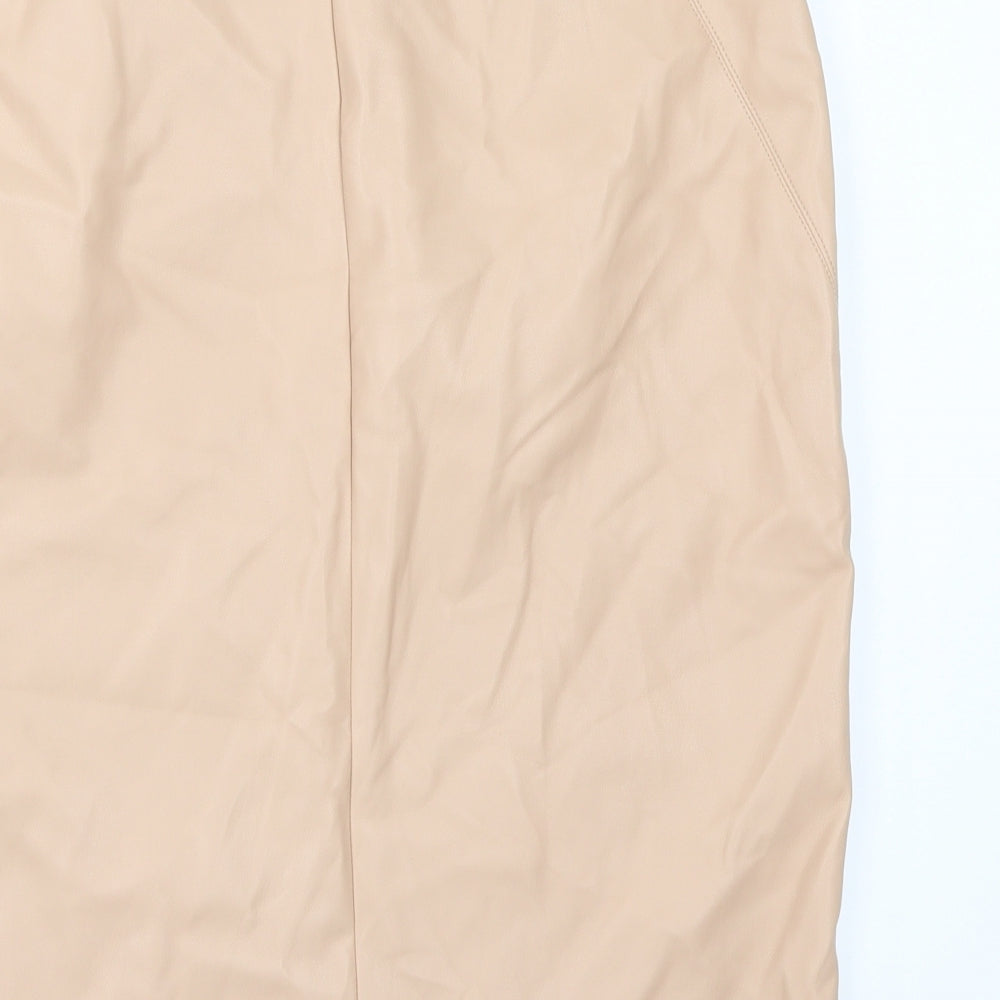 River Island Womens Pink   A-Line Skirt Size 14  - leather look