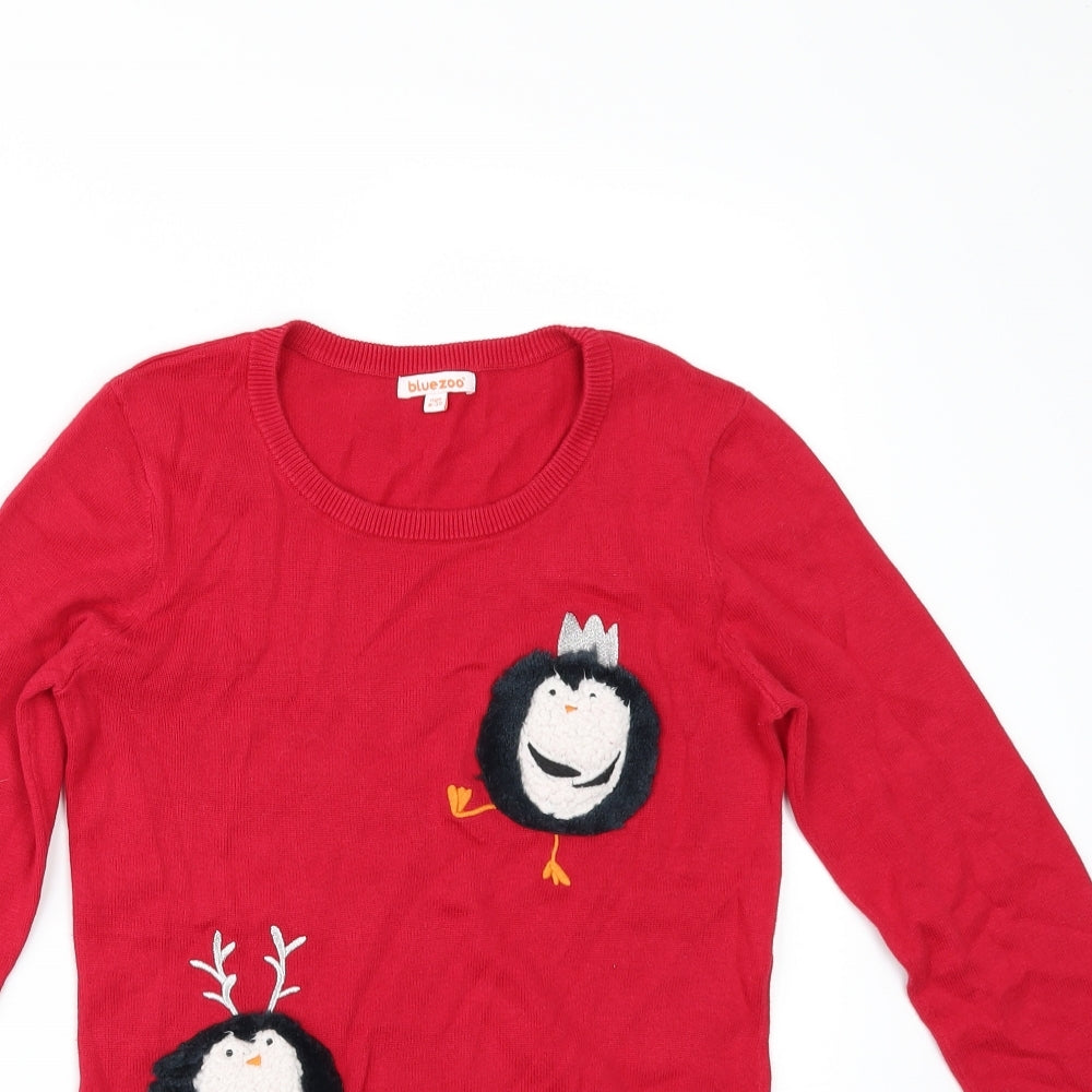 Blue Zoo Girls Red   Pullover Jumper Size 9-10 Years  - Christmas
