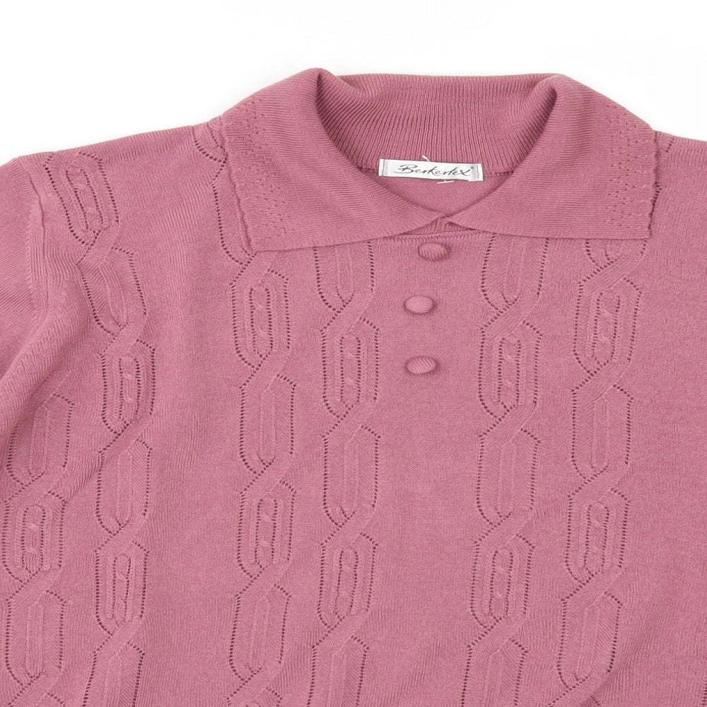 Berkertex Womens Pink   Henley Jumper Size 18