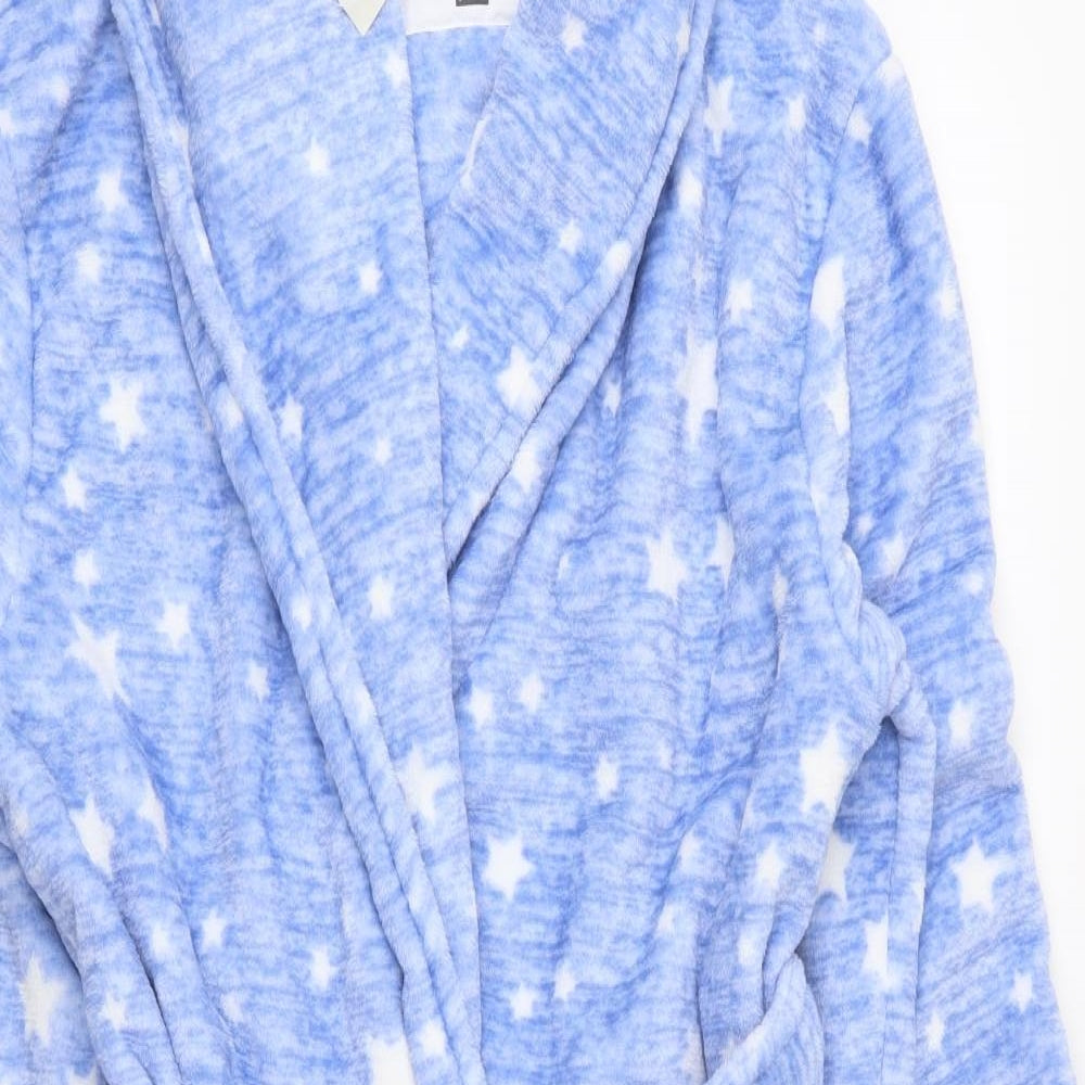 F&F Womens Blue Polka Dot Fleece  Robe Size S