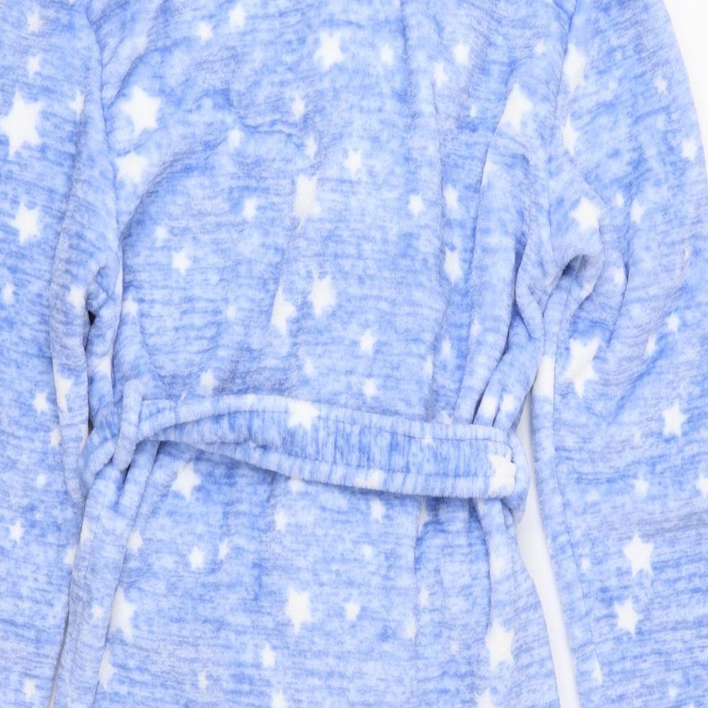 F&F Womens Blue Polka Dot Fleece  Robe Size S