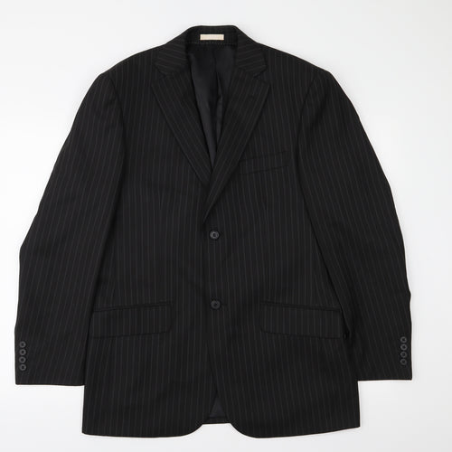 Greenwoods Mens Black Striped  Jacket Suit Jacket Size 38