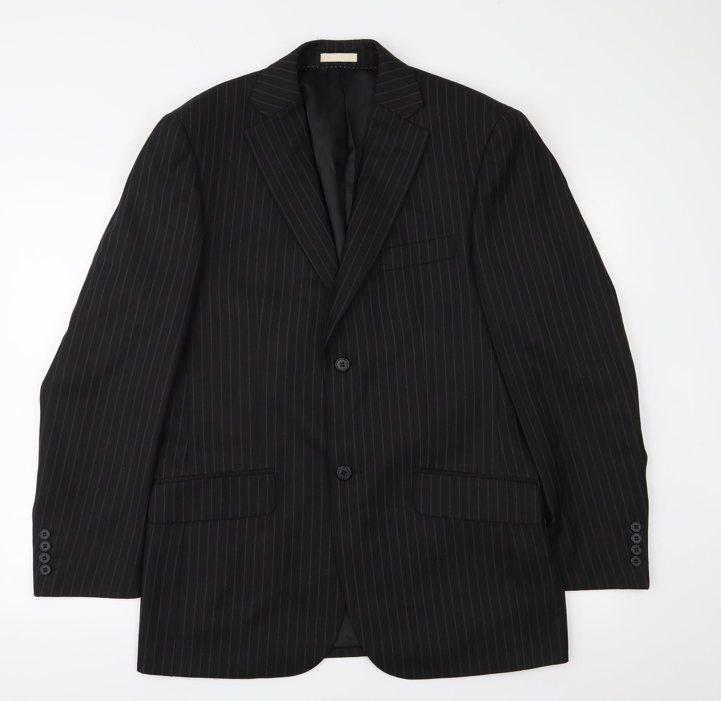 Greenwoods Mens Black Striped  Jacket Suit Jacket Size 38