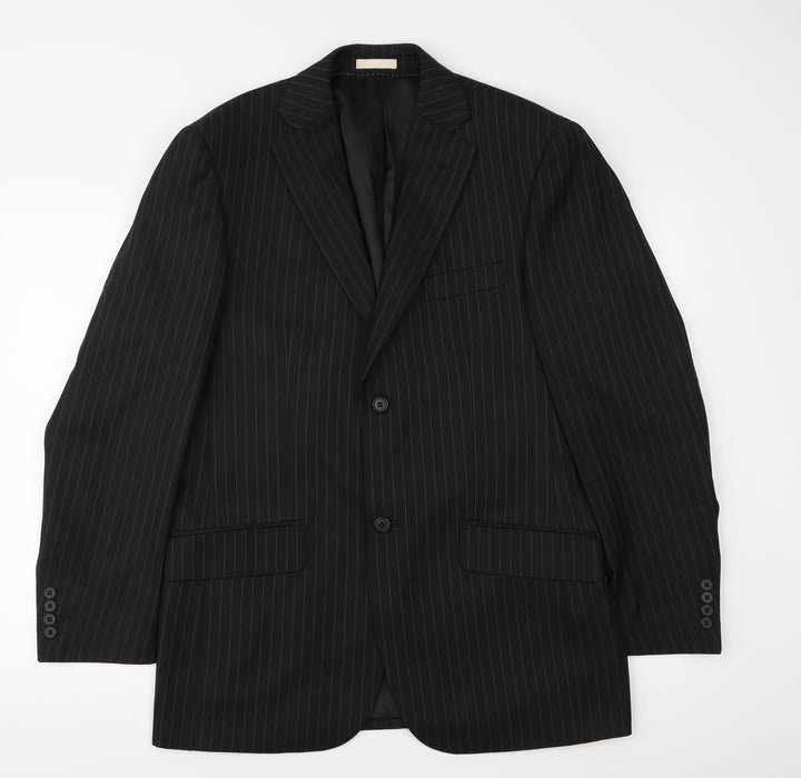 Greenwoods Mens Black Striped  Jacket Suit Jacket Size 38