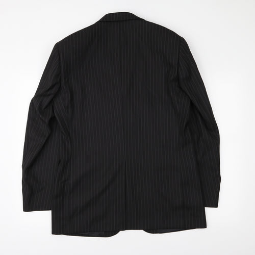 Greenwoods Mens Black Striped  Jacket Suit Jacket Size 38