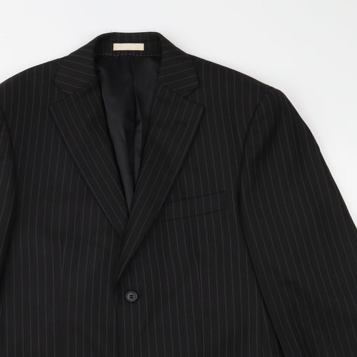 Greenwoods Mens Black Striped  Jacket Suit Jacket Size 38