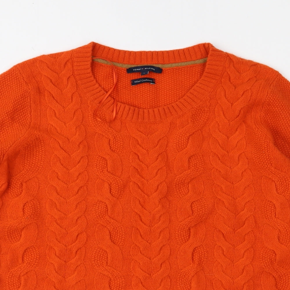 Tommy Hilfiger Womens Orange  Knit Pullover Jumper Size L