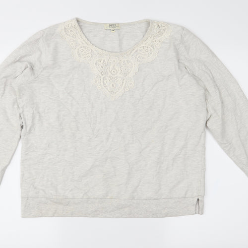 Papaya Womens Grey  Jersey Pullover Sweatshirt Size 14