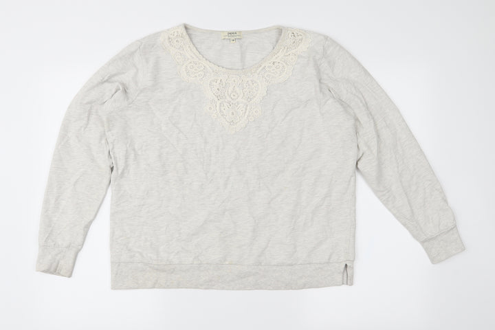 Papaya Womens Grey Jersey Pullover Sweatshirt Size 14