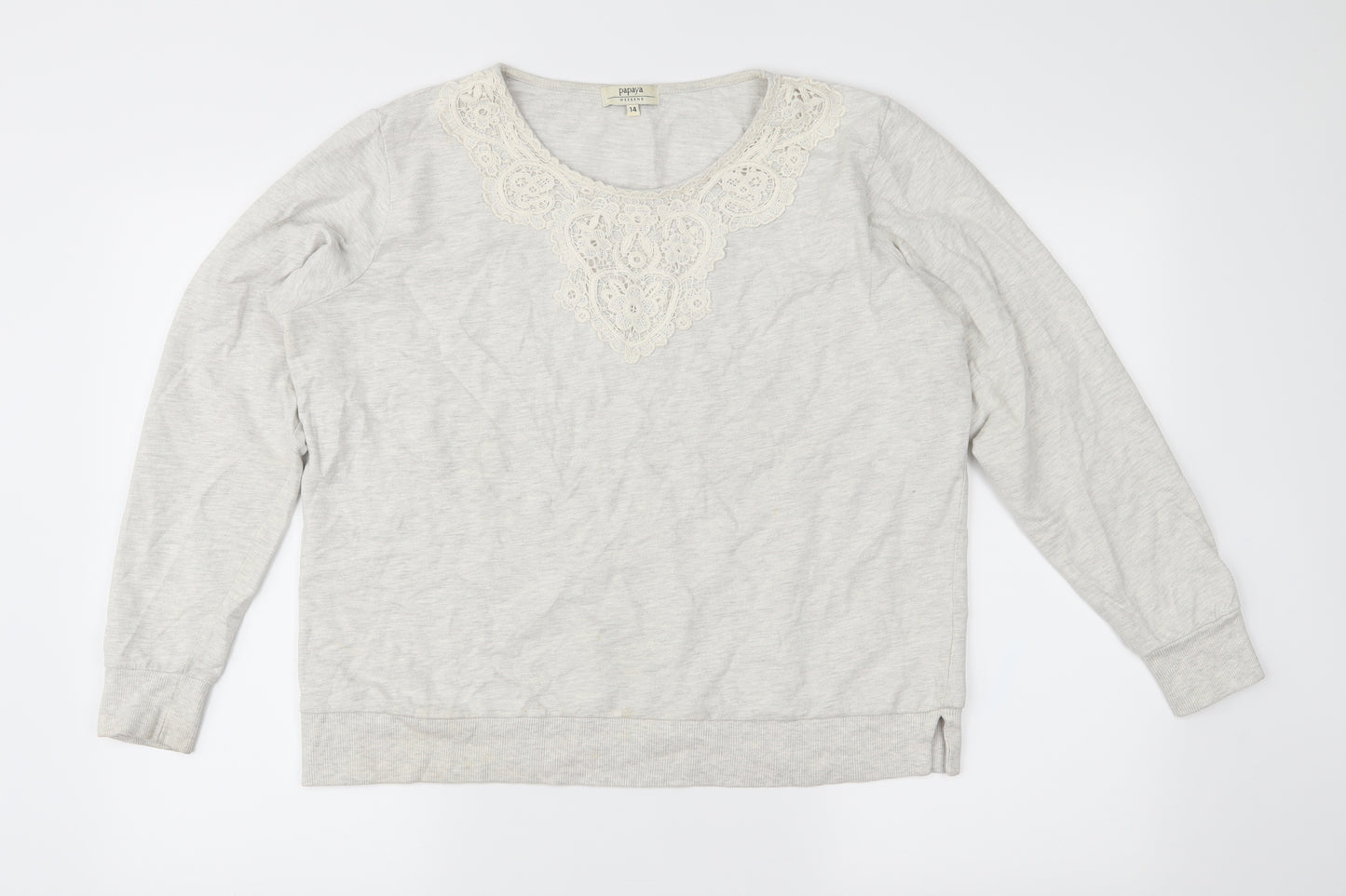 Papaya Womens Grey  Jersey Pullover Sweatshirt Size 14