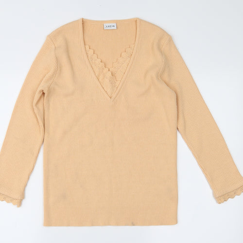 LUCIA Womens Orange  Knit Pullover Jumper Size 16