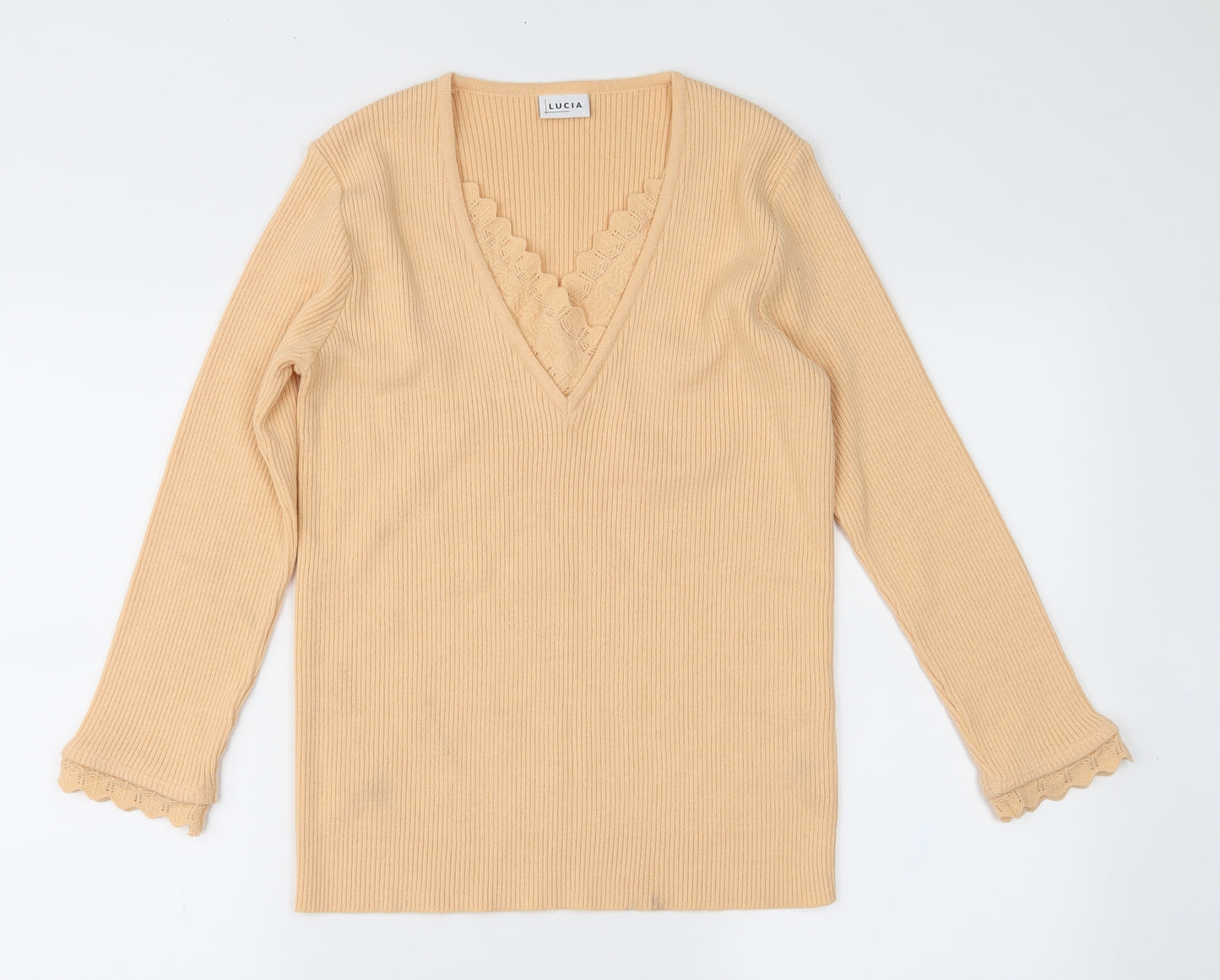 LUCIA Womens Orange  Knit Pullover Jumper Size 16