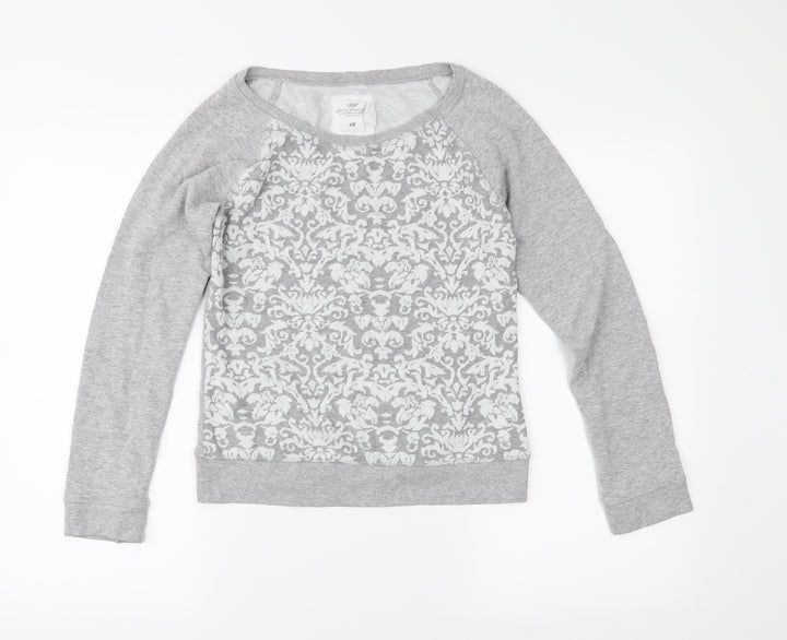 H&M Womens Grey  Jersey Pullover Sweatshirt Size S