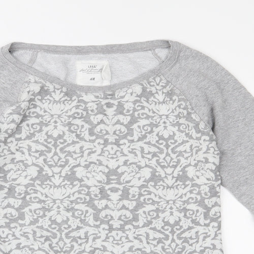 H&M Womens Grey  Jersey Pullover Sweatshirt Size S