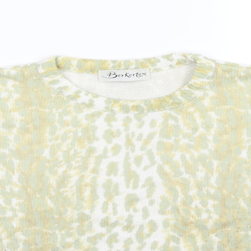 Berkertex Womens Green Animal Print Knit Pullover Jumper Size 14