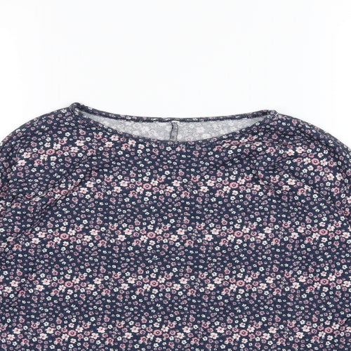 Young Dimension Girls Black Floral Jersey Basic T-Shirt Size 11-12 Years