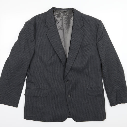 Preworn Mens Blue Striped Rayon Jacket Suit Jacket Size 40