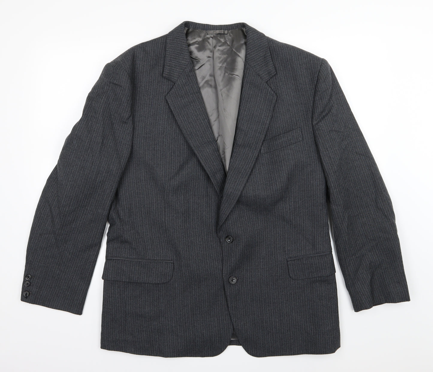 Preworn Mens Blue Striped Rayon Jacket Suit Jacket Size 40