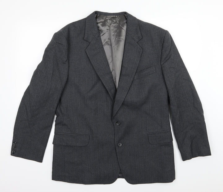 Preworn Mens Blue Striped Rayon Jacket Suit Jacket Size 40