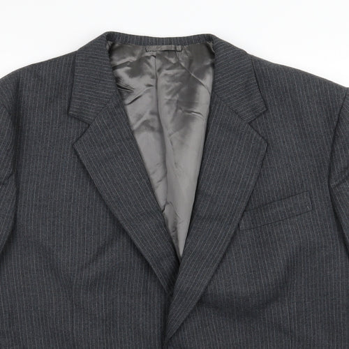 Preworn Mens Blue Striped Rayon Jacket Suit Jacket Size 40