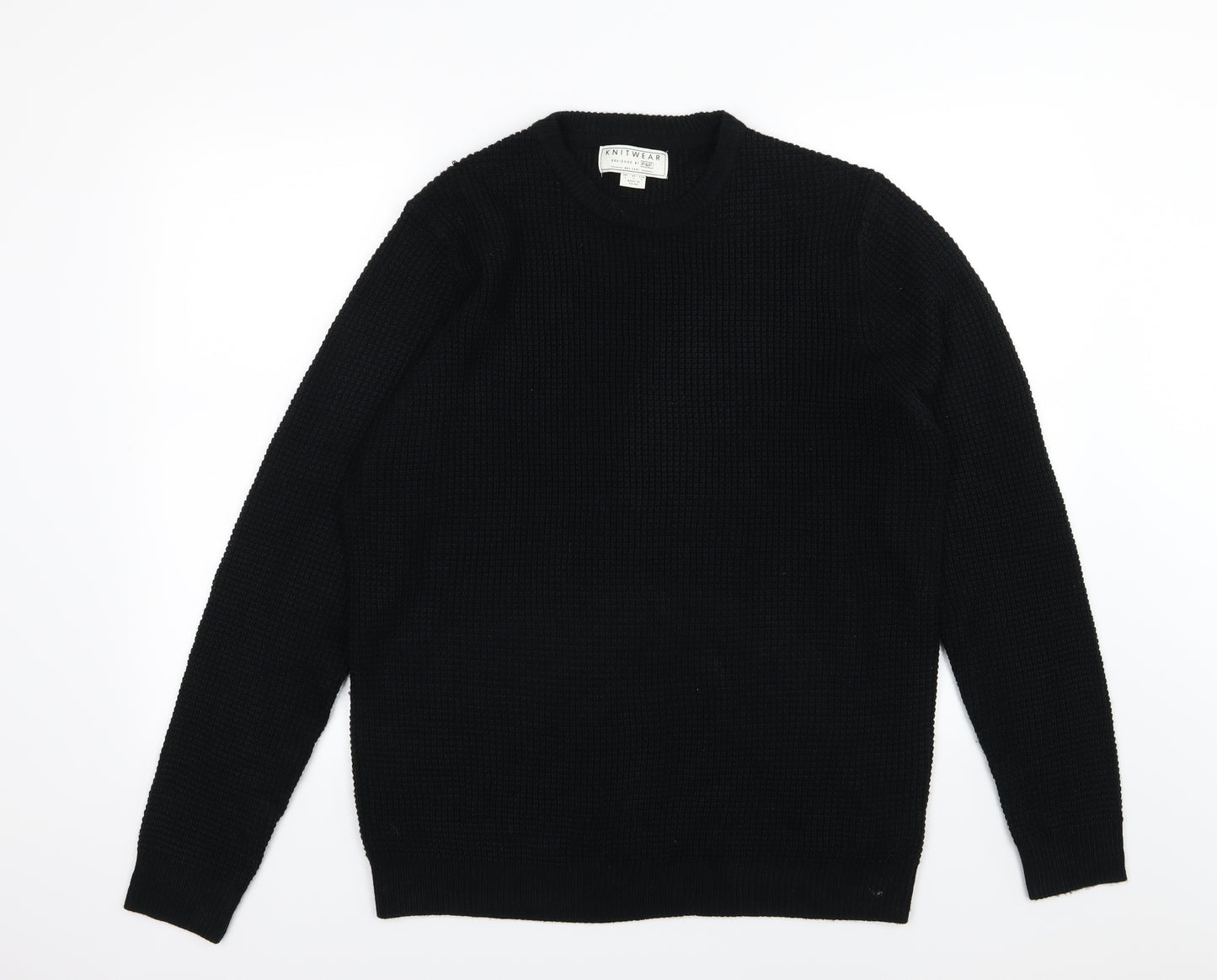 F&F Mens Black  Knit Pullover Jumper Size L