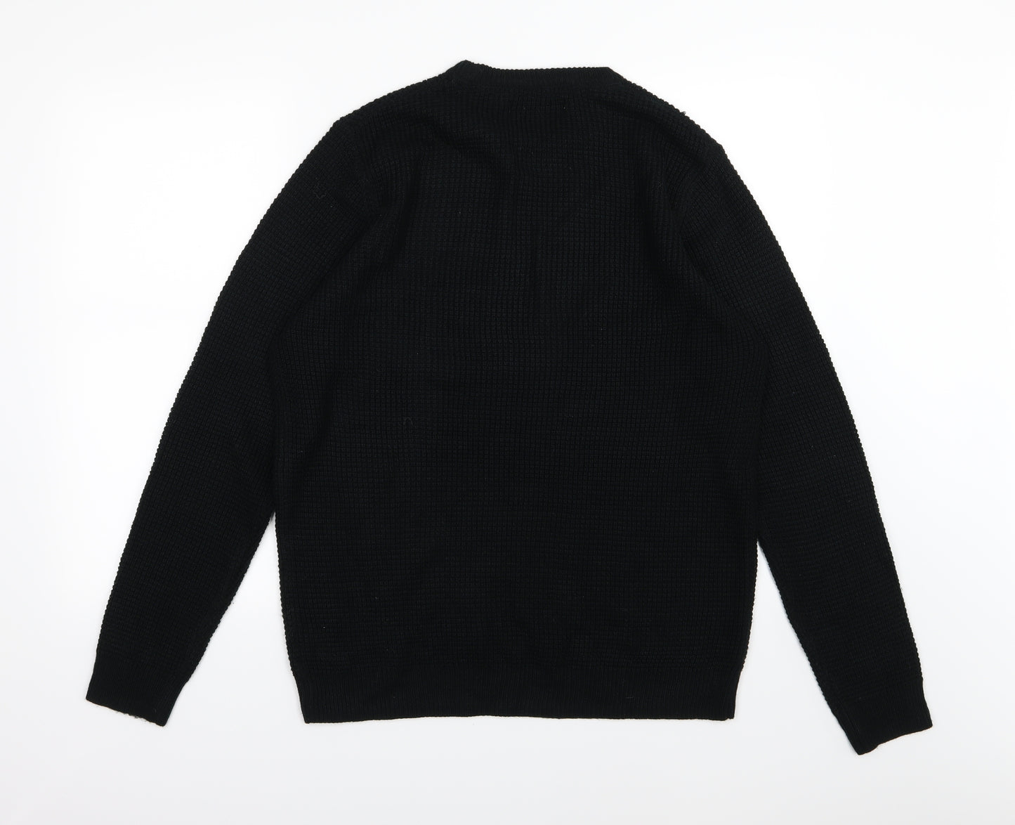 F&F Mens Black  Knit Pullover Jumper Size L
