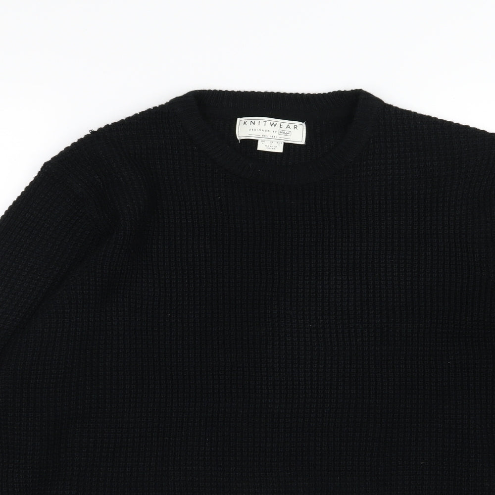 F&F Mens Black  Knit Pullover Jumper Size L