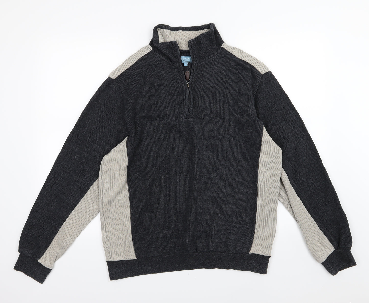 Greenwoods Mens Grey Striped Jersey Pullover Sweatshirt Size M