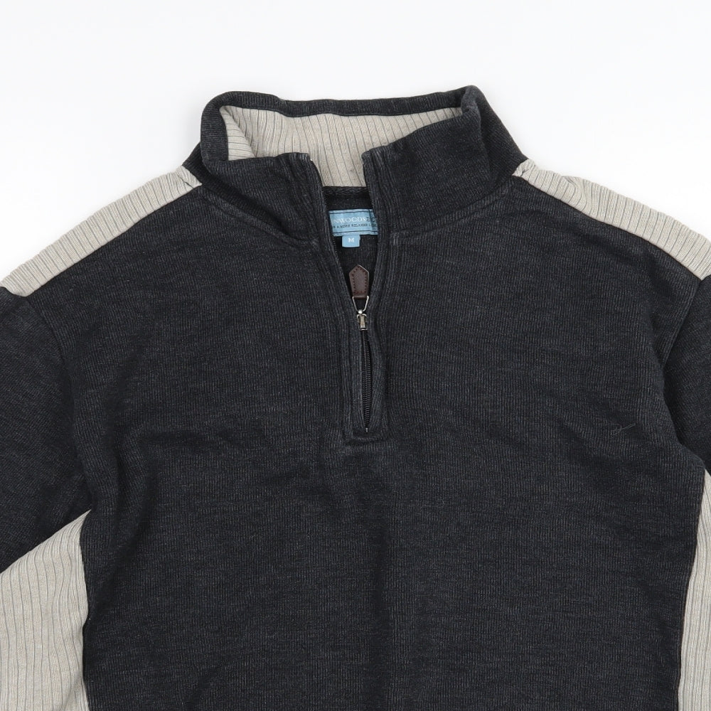 Greenwoods Mens Grey Striped Jersey Pullover Sweatshirt Size M