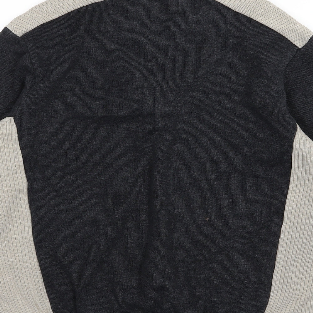 Greenwoods Mens Grey Striped Jersey Pullover Sweatshirt Size M