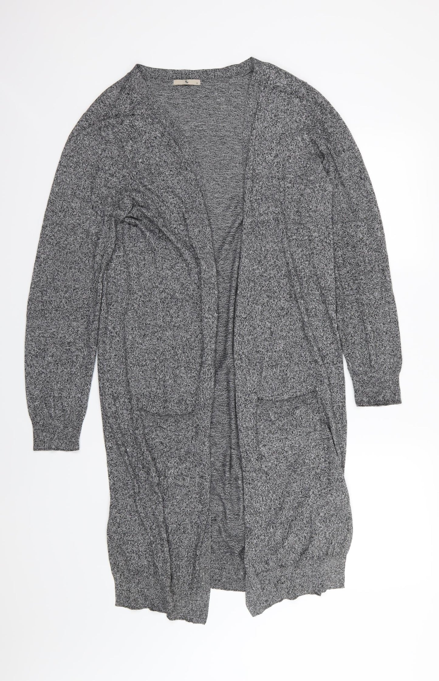 TU Womens Grey  Knit Cardigan Jumper Size 14