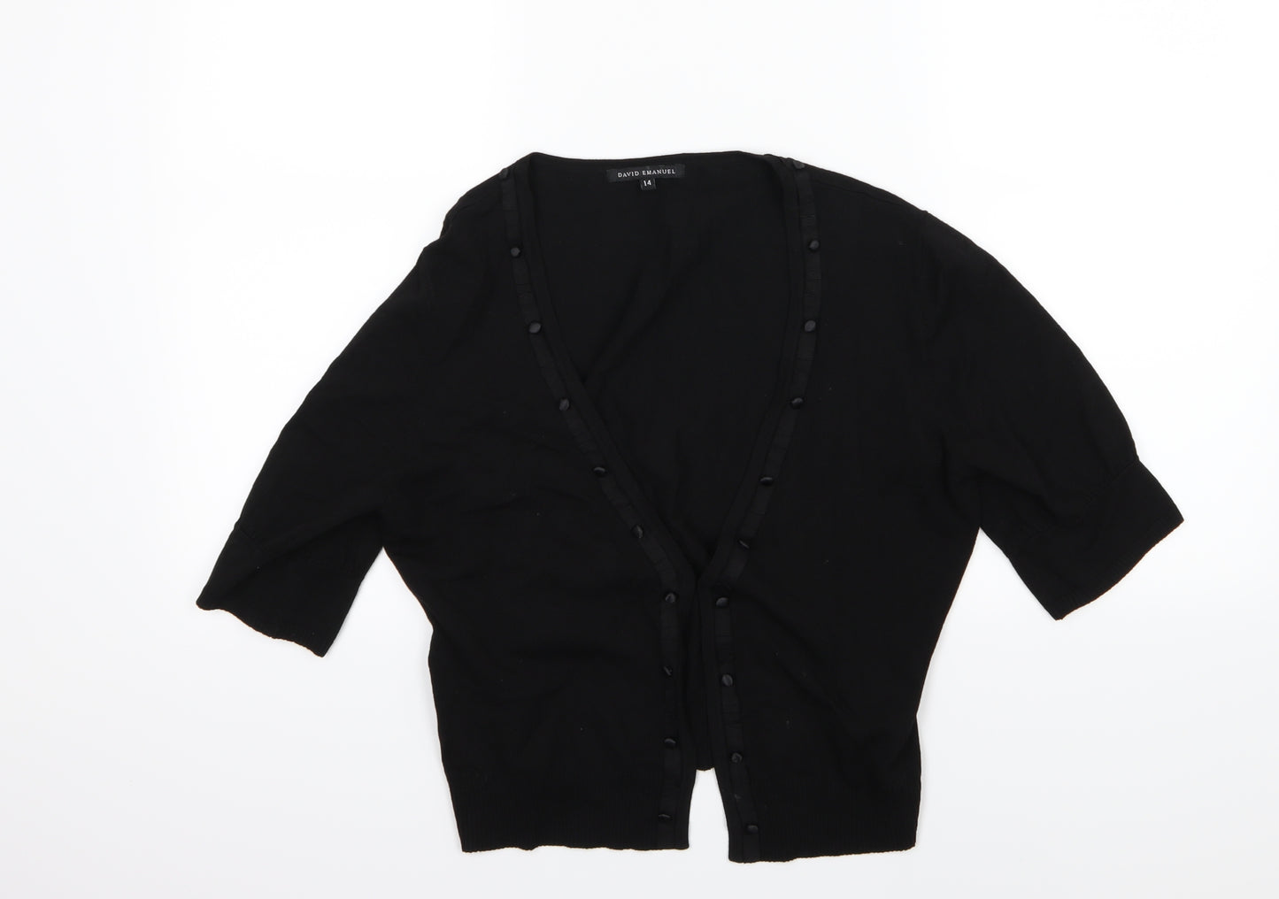 David Emanuel Womens Black  Knit Cardigan Jumper Size 14