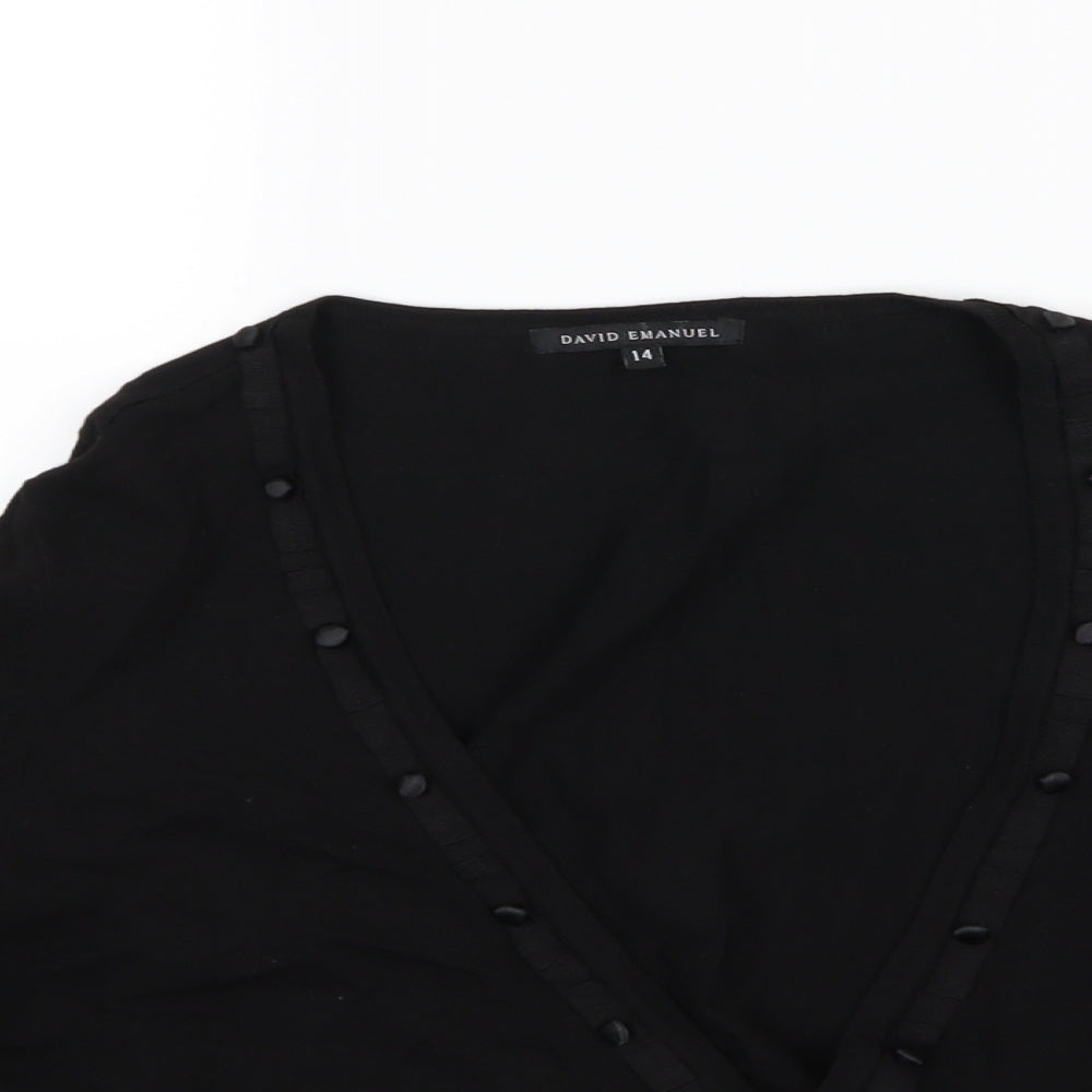 David Emanuel Womens Black  Knit Cardigan Jumper Size 14