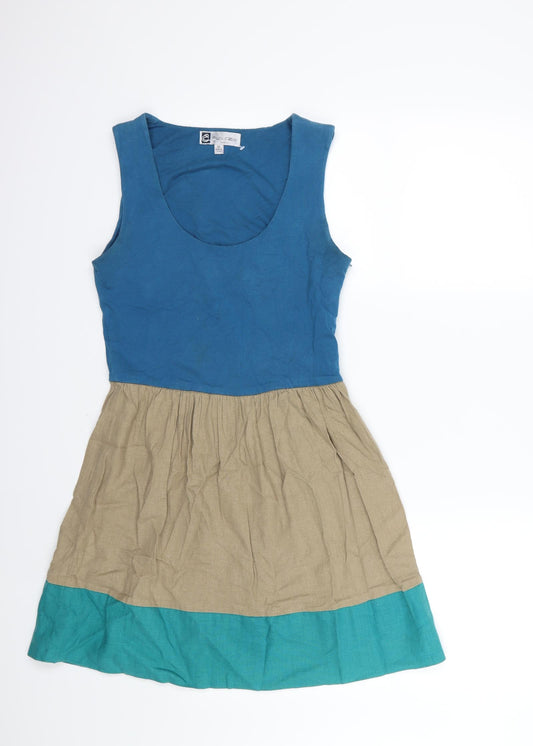 Claude d'alban Womens Multicoloured Striped Woven Skater Dress  Size M