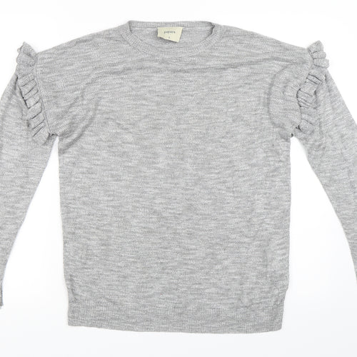 Papaya Womens Grey   Pullover Jumper Size S  - Ruffle Sleeve