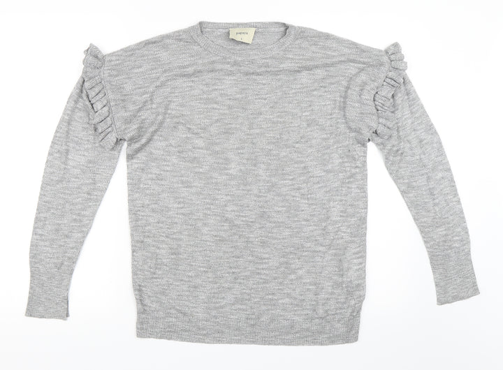 Papaya Womens Grey   Pullover Jumper Size S  - Ruffle Sleeve