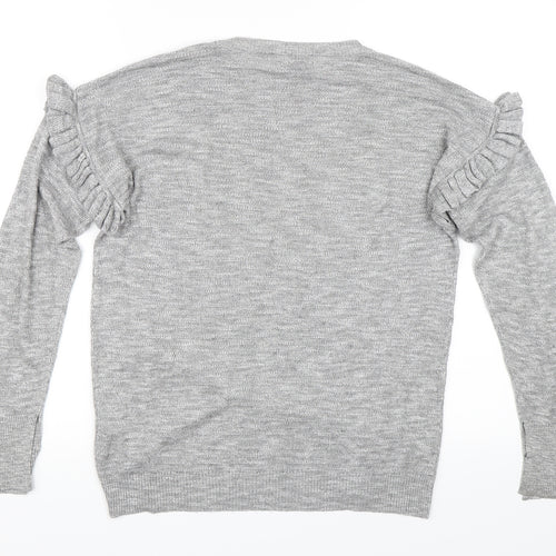 Papaya Womens Grey   Pullover Jumper Size S  - Ruffle Sleeve