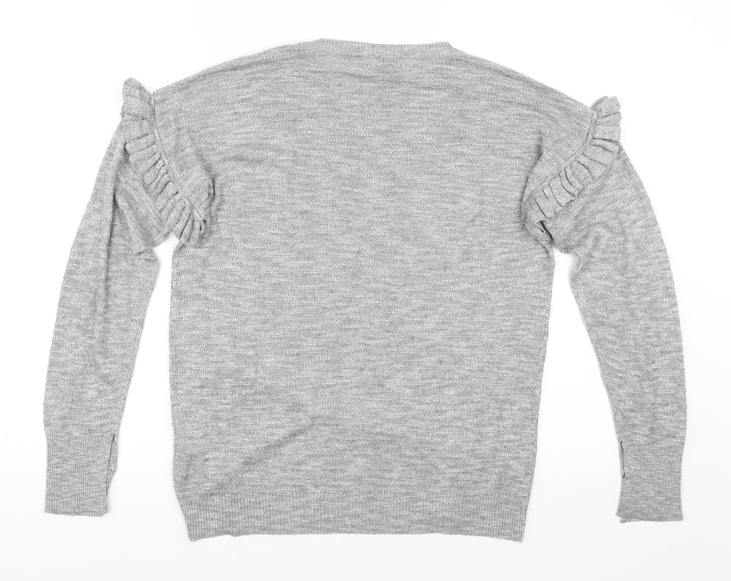 Papaya Womens Grey   Pullover Jumper Size S  - Ruffle Sleeve