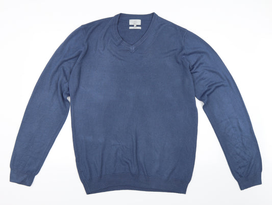 Front view of Marks & Spencer men’s blue jumper, size L