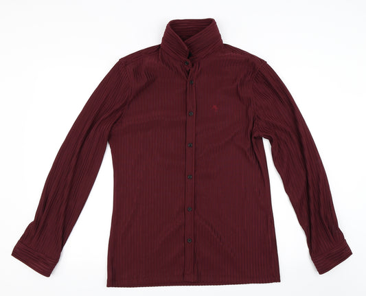 Front view of River Island men’s purple button-up, size M