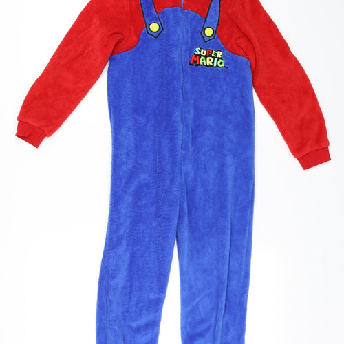 Super Mario Boys Blue Solid   One Piece Size 9-10 Years  - Super Mario Onesie
