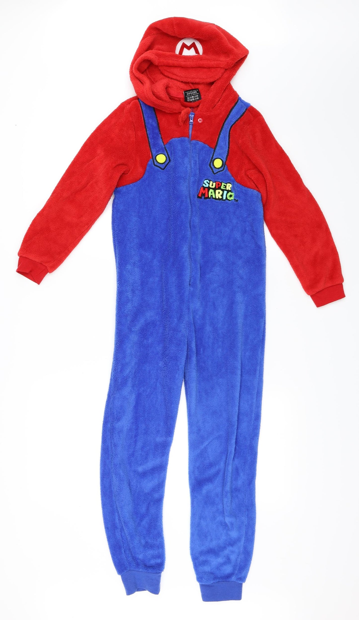 Super Mario Boys Blue Solid   One Piece Size 9-10 Years  - Super Mario Onesie