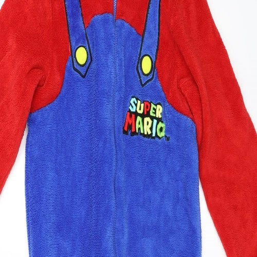Super Mario Boys Blue Solid   One Piece Size 9-10 Years  - Super Mario Onesie