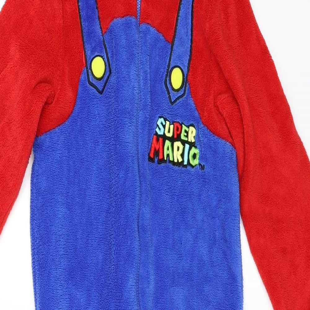 Super Mario Boys Blue Solid   One Piece Size 9-10 Years  - Super Mario Onesie